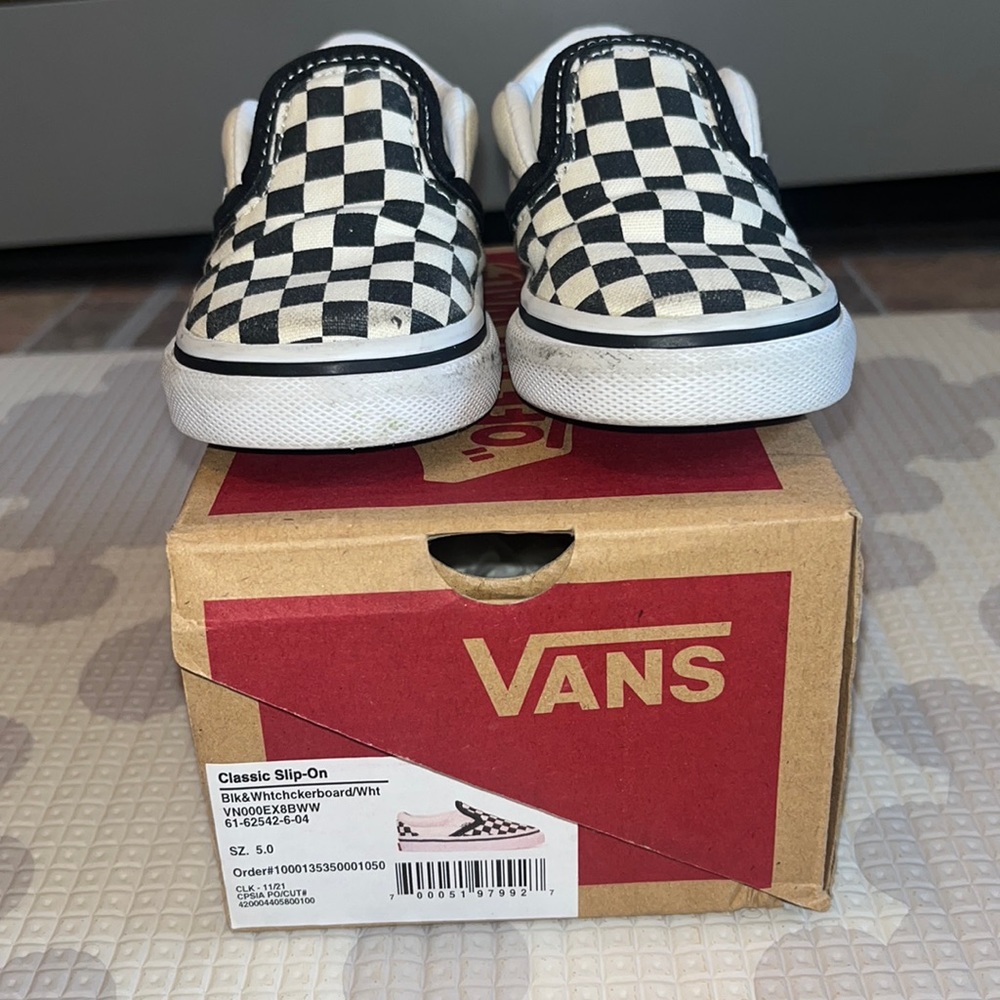 Vans Classic Slip On Black & White Checkerboard worn 4x